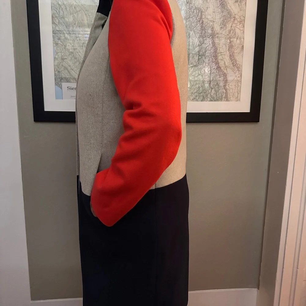 J.Crew Women's coat Red and Beige Cape color blocking